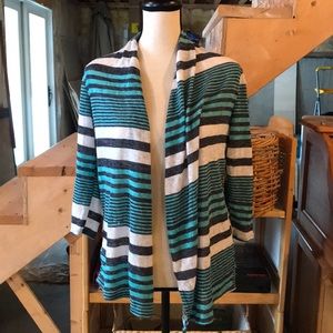 Boutique pink blush new open aqua gray stripe Top